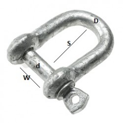 Commercial D Shackle Galvanised with Screwed Collar Pin