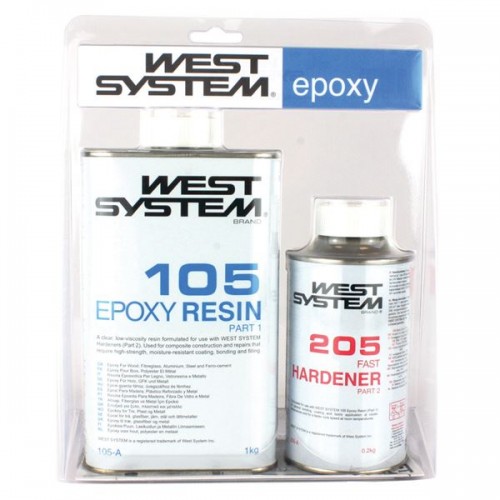 West System 105 Resin A Pack with 205 Fast Curing Hardener - 1KG + 0.2KG