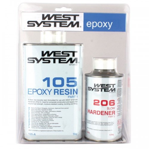 West System 105 Resin A Pack with 206 Slow Curing Hardener - 1KG + 0.2KG