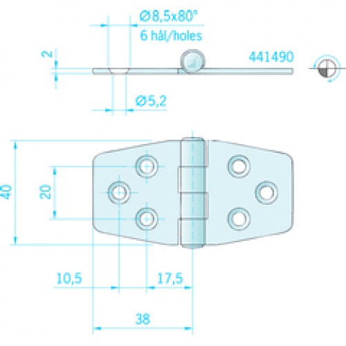 AISI316 Electro Polished Stainless Steel Hinge - 38x38x40mm