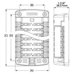 Blue Sea Fuse Block 12 Circuits With Cover & Negative Bus