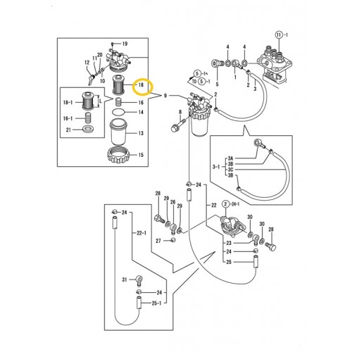 Yanmar Fuel Filter Element: 104500-55710