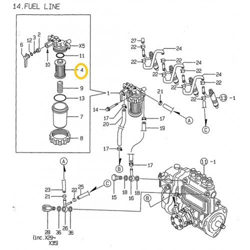 Yanmar Fuel Filter Element: 129100-55650