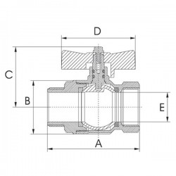 Tee Ball Valve PN50 Male to Female 3/8" BSP