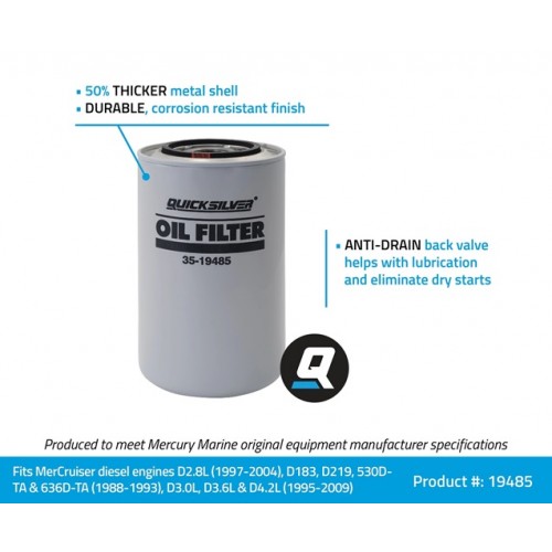 Quicksilver Diesel Engine Oil Filter: 35-19485