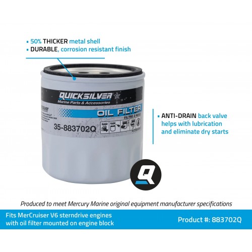 Quicksilver / Mercruiser Oil Filter: 35-883702Q