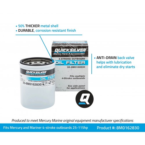 Quicksilver / Mercury 4-stroke Outboard Oil Filter: 35-8M0065103 / 35-8M0162830