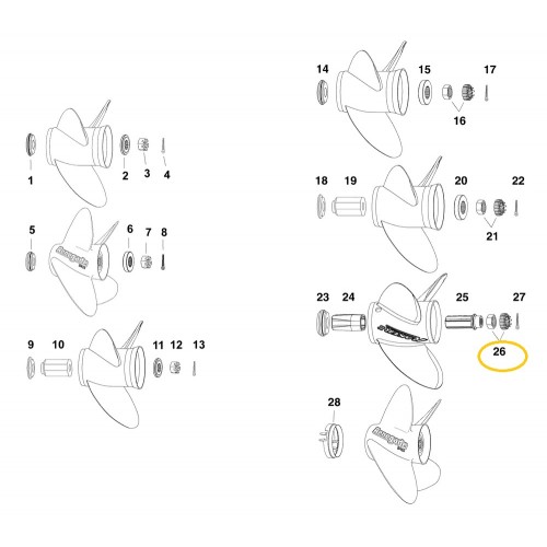 5008966 Evinrude Johnson Propeller Nut Kit