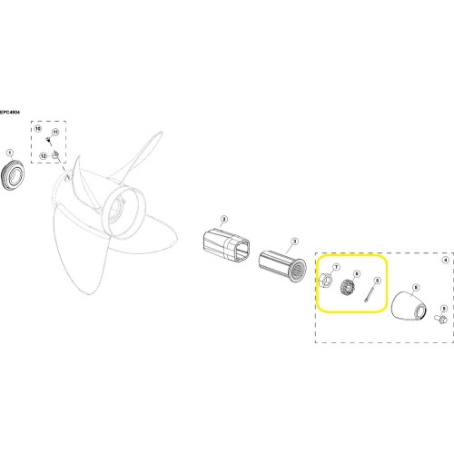 5009242 Evinrude E-TEC G2 Propeller Nut & Keeper Assembly
