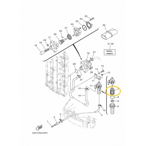 Yamaha Fuel Filter Element: 61N-24563-10-00