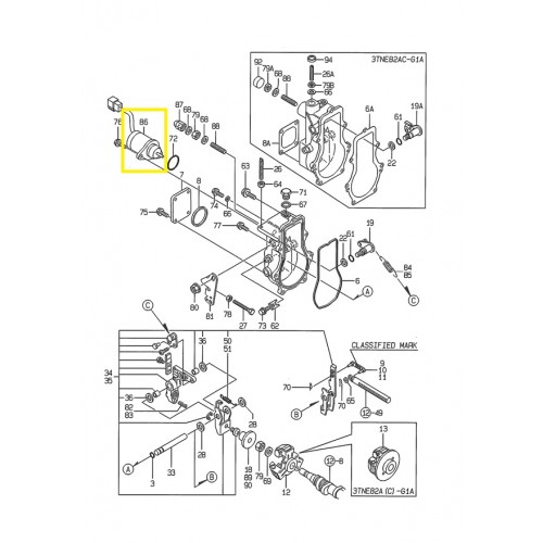 Yanmar Stop Solenoid: 119653-77950