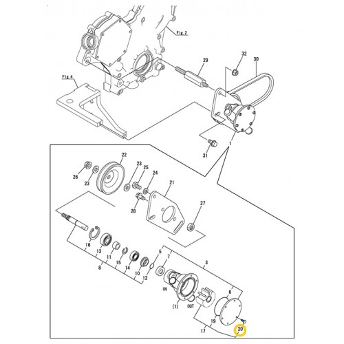 128990-42520 Yanmar Cooling Sea Water Pump Screw (YM Series)