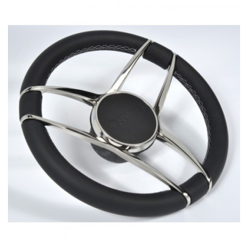 Gussi Corvina Triple Spoke 316 Grade Stainless Steel and Leather Steering Wheel - SW-406