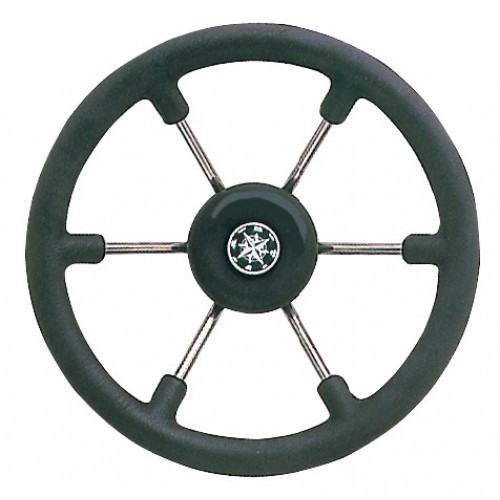 Stainless Steel Steering Wheel With Soft Grip 340mm - Black