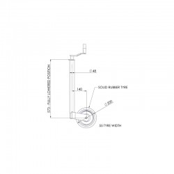 48mm Jockey Wheel with Solid Rubber Wheel (Spring Loaded)